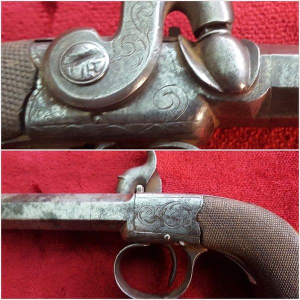 A good English Antique single barrelled Percussion pistol by Williams of Liverpool. Circa 1840-1845. Ref 9548.